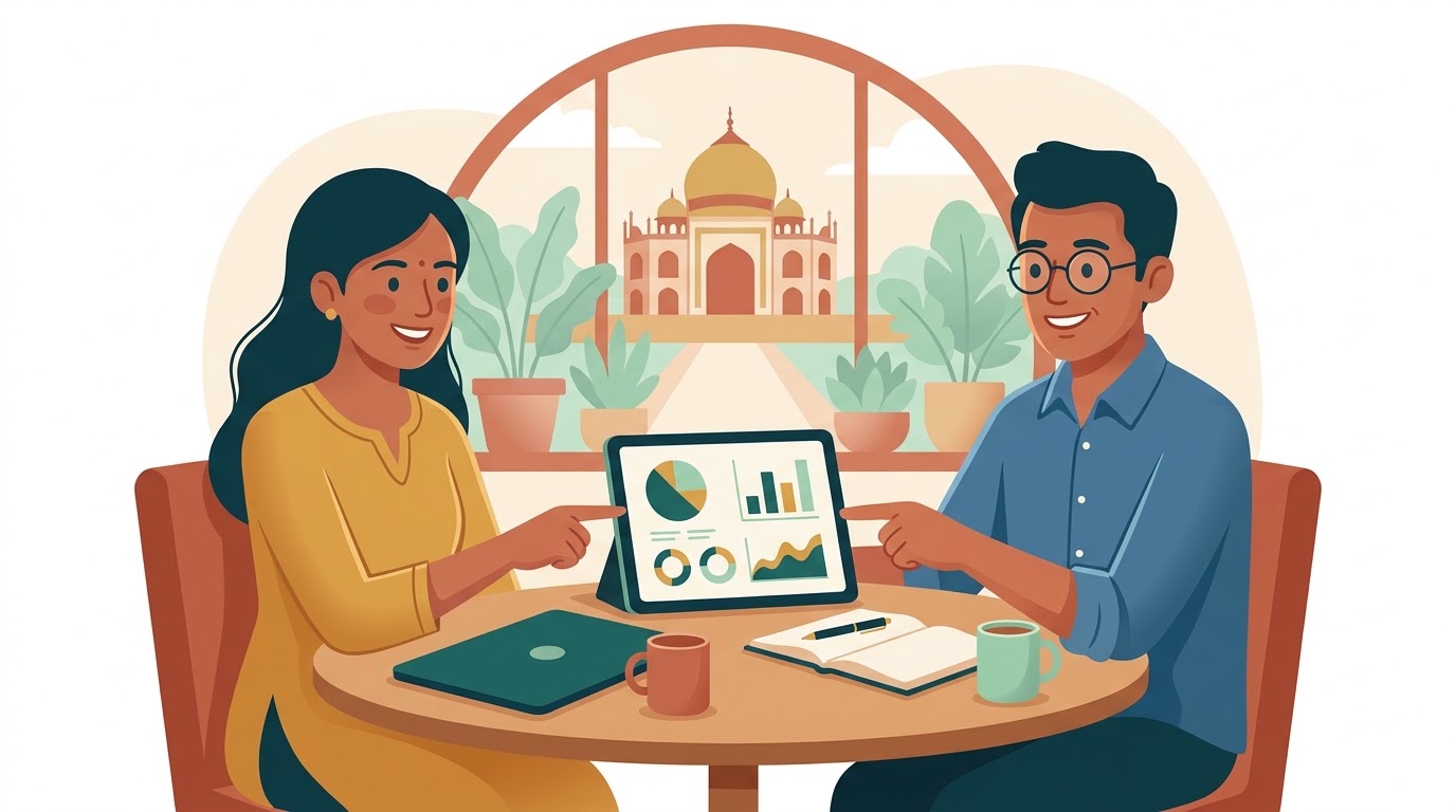Indian business owners using Muneem